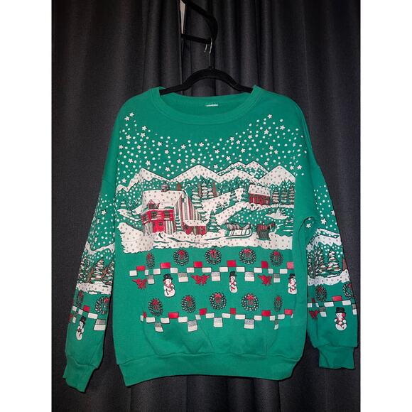 Ugly Christmas Sweater Xmas Sweatshirt Crewneck Size Large Vintage - Picture 1 of 2